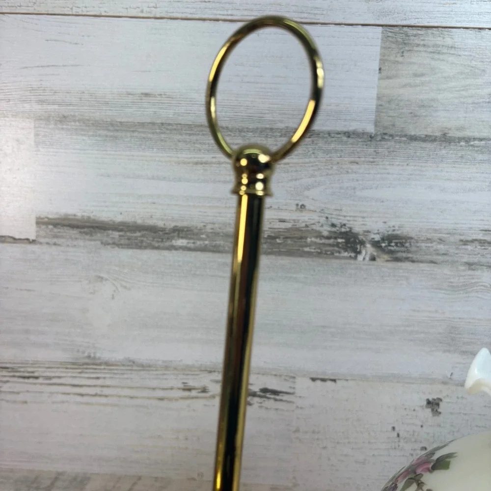 Antique Brass Student Oil Lamp Modified Wired Working with Floral Single Arm